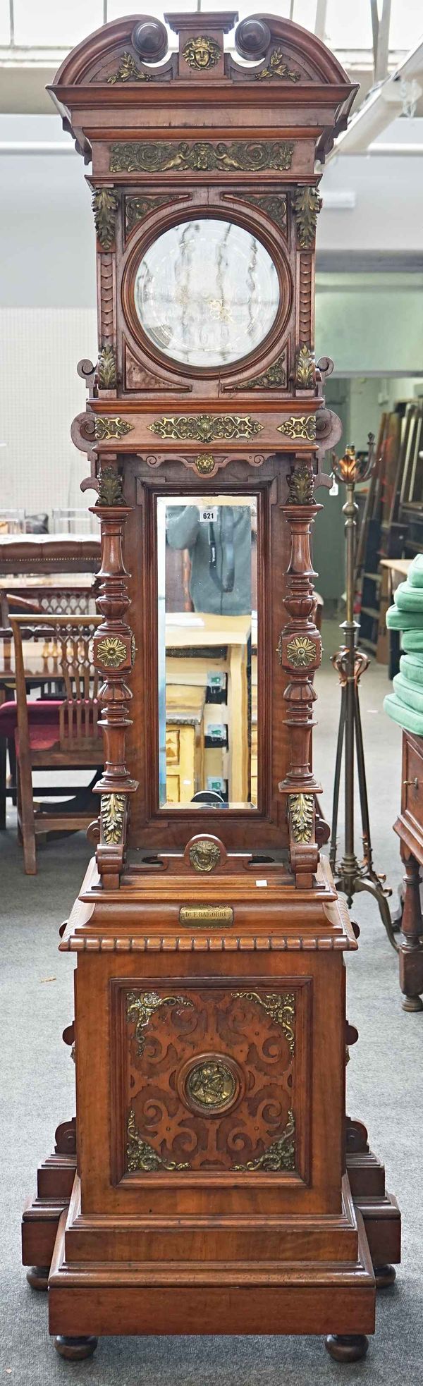 A carved oak and gilt-metal mounted longcase clock