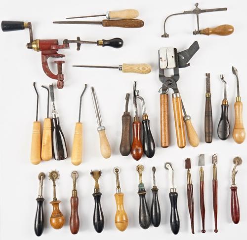 Three rosewood handled diamond glass cutting tools (Qty)