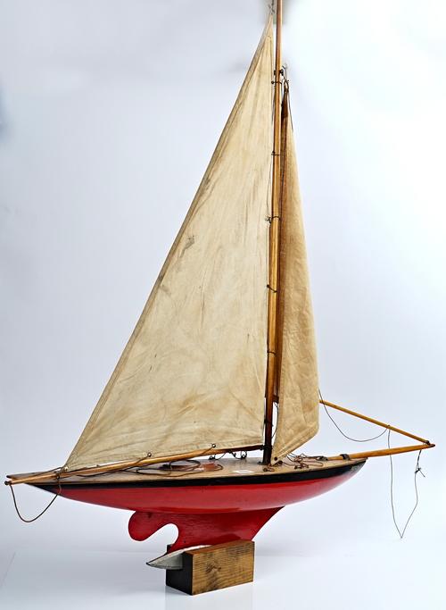 Two wooden pond Yachts