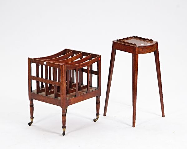 A George III mahogany night stand and a 19th Century four-division Canterbury