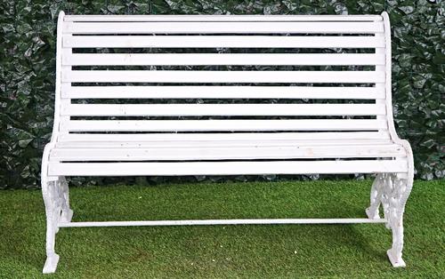 Possibly Falkirk Foundry; a 19th century and later white painted cast-iron garden bench