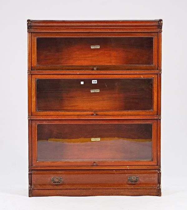 The Globe-Wernicke Co. Ltd, a mahogany glazed three-section bookcase