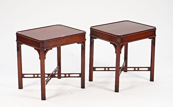 Bevan Funnell, a pair of mid-18th century single drawer mahogany canted rectangular occasional tables, 52cm wide; 54cm high (2)