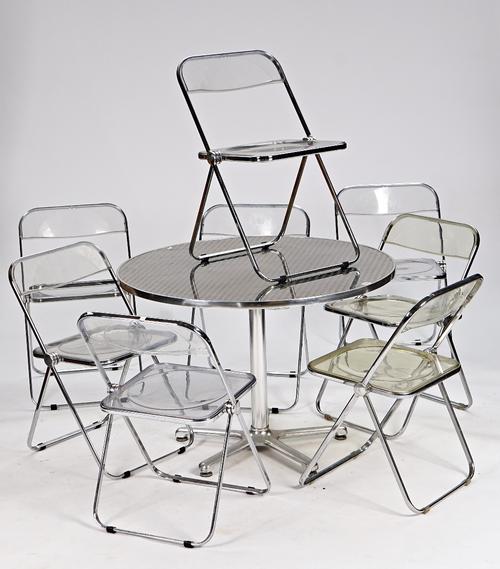 Privetti for Castelli, a set of eight acrylic and steel 'Pila' chairs (9).
