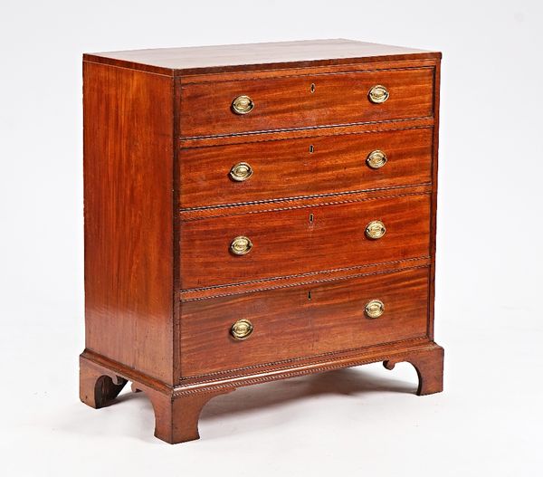 A George III mahogany chest of four long graduated drawers on bracket feet, 91cm wide x 101cm high.