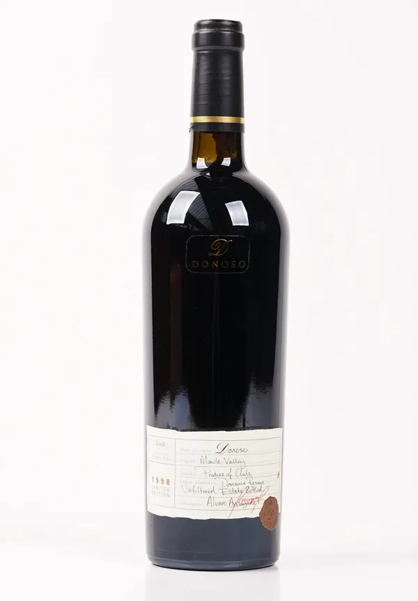 One 75cl bottle of Donoso Maule Valley 1998 Limited Edition Red Wine, cased.