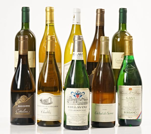 Ten bottles of mixed French and Italian white wines