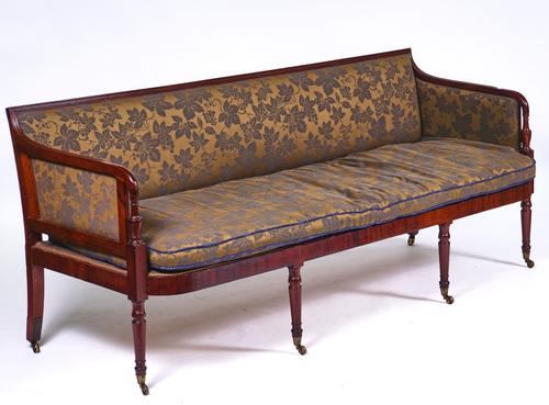 A HEPPLEWHITE REVIVAL MAHOGANY FRAMED SQUARE BACK SOFA