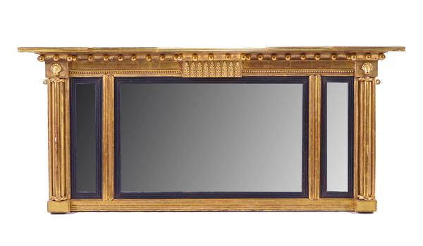 A REGENCY GILT FRAMED TRIPLE PLATE MIRROR