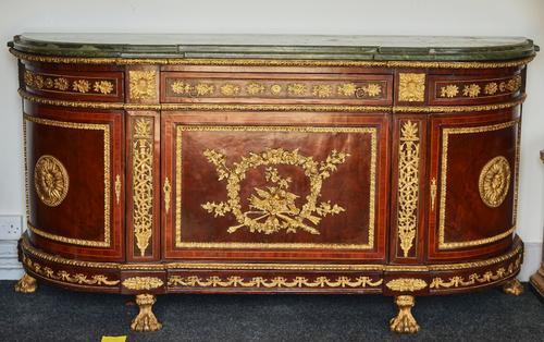 AFTER BENEMAN AND STOCKEL; AN 18TH CENTURY STYLE MARBLE TOPPED SIDE CABINET