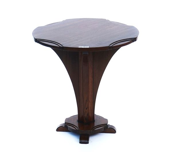 AN ART DECO WALNUT CIRCULAR OCCASIONAL TABLE