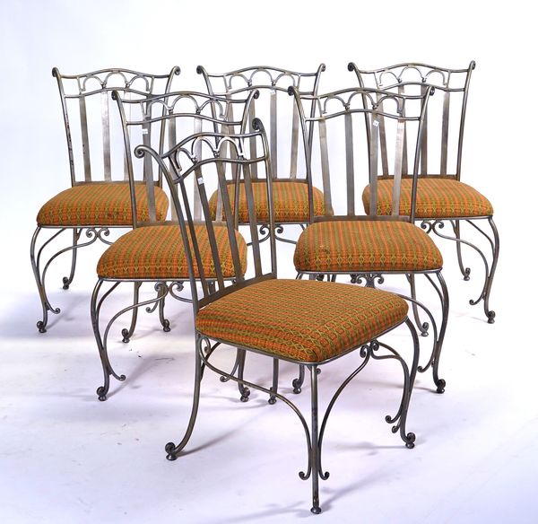 A SET OF SIX MODERN METAL KITCHEN CHAIRS