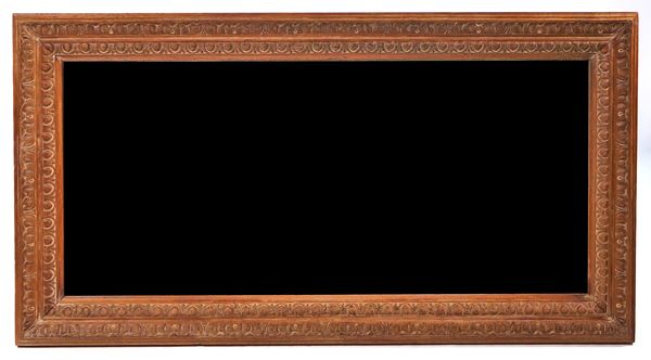 A 19TH CENTURY OAK FRAMED RECTANGULAR MIRROR