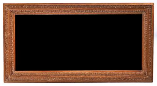 A 19TH CENTURY OAK FRAMED RECTANGULAR MIRROR