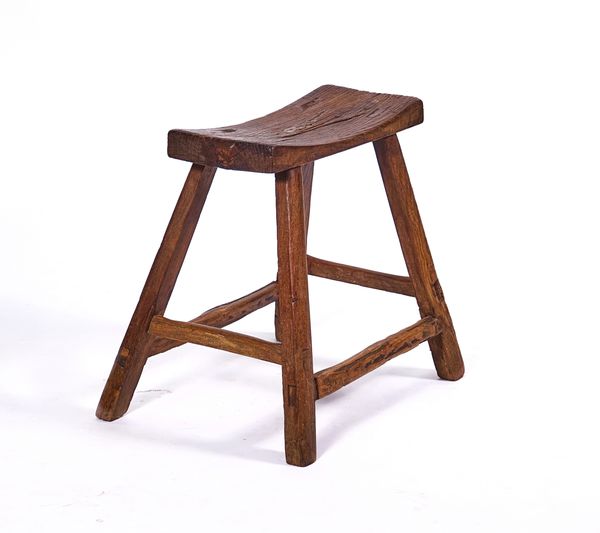 A 19TH CENTURY CHINESE ELM STOOL