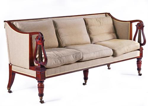 MORGAN AND SANDERS; A REGENCY MAHOGANY CAMPAIGN SOFA, CIRCA 1810