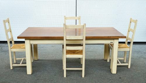 FIRED EARTH; AN OAK KITCHEN TABLE ON PAINTED BASE