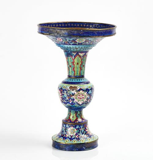 A CHINESE ENAMEL GU-SHAPED VASE