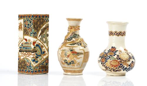 THREE JAPANESE IMPERIAL SATSUMA SMALL VASES