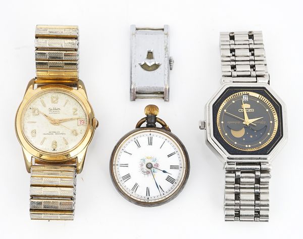 THREE WRISTWATCHES AND A FOB WATCH (4)