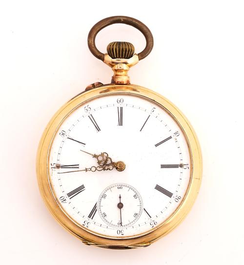 A GOLD CASED, KEYLESS WIND, OPENFACED GENTLEMAN'S POCKET WATCH