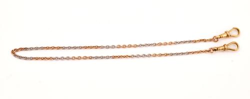 A GOLD TWO COLOUR DRESS ALBERT CHAIN