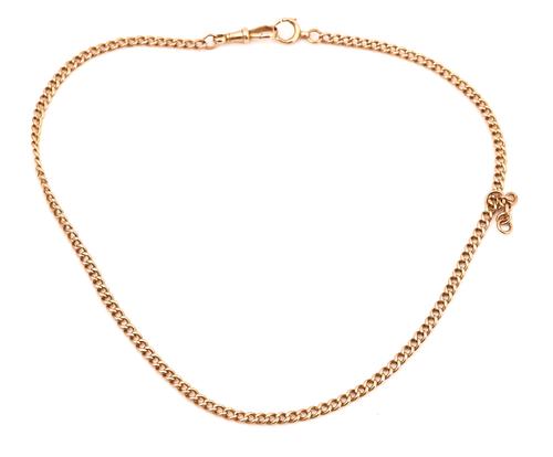 A 9CT GOLD CURB LINK WATCH ALBERT CHAIN