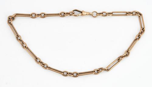 A 9CT GOLD PART WATCH ALBERT CHAIN