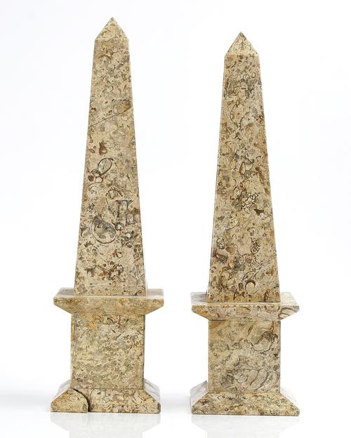 A PAIR OF FOSSIL MARBLE OBELISKS (2)