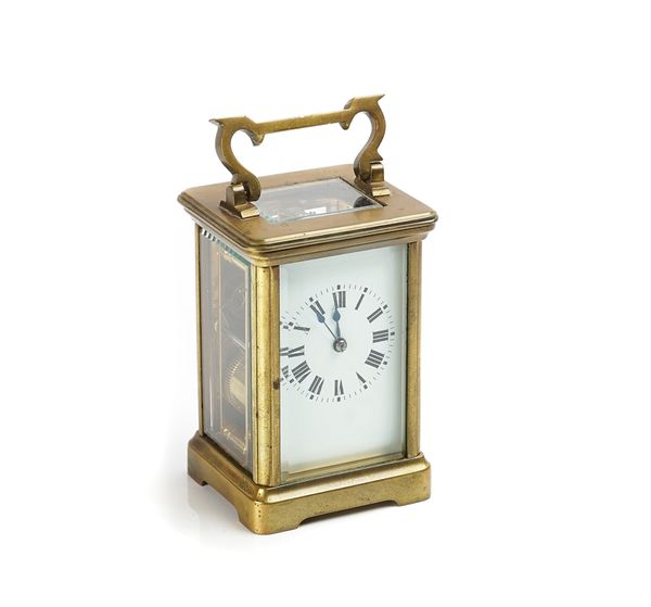 A FRENCH BRASS CARRIAGE CLOCK