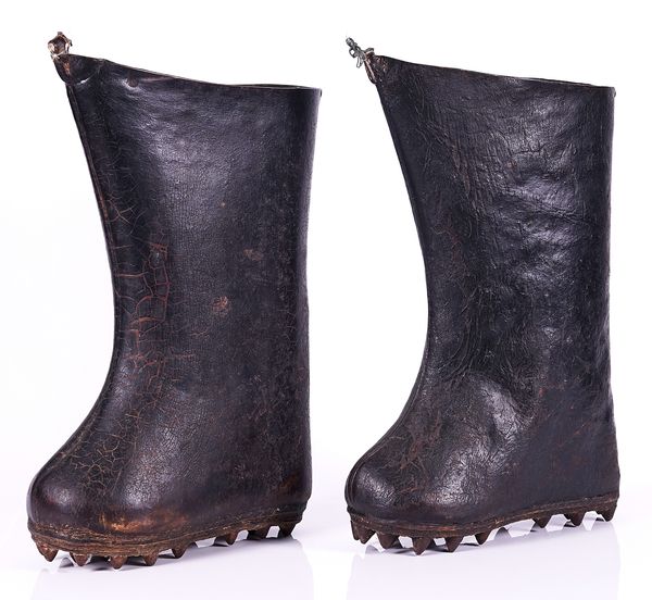 A PAIR OF LEATHER FISHERMAN'S BOOTS