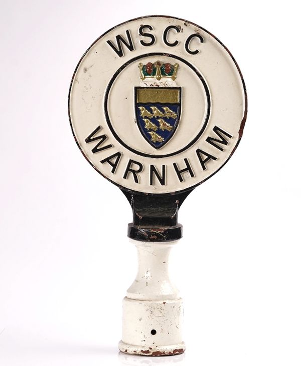 WEST SUSSEX COUNTY COUNCIL 'WARNHAM' CAST IRON POST SIGN
