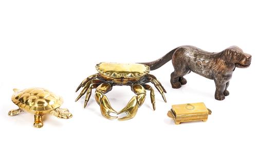 A NOVELTY GILT BRONZE ‘CRAB’ INKWELL (4)
