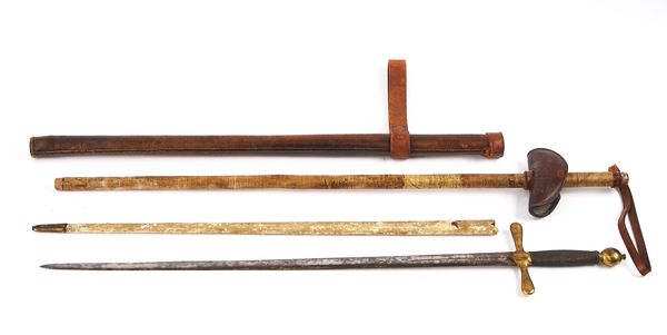 AN ENGLISH CEREMONIAL ROBE SWORD AND A PRACTICE SWORD (2)