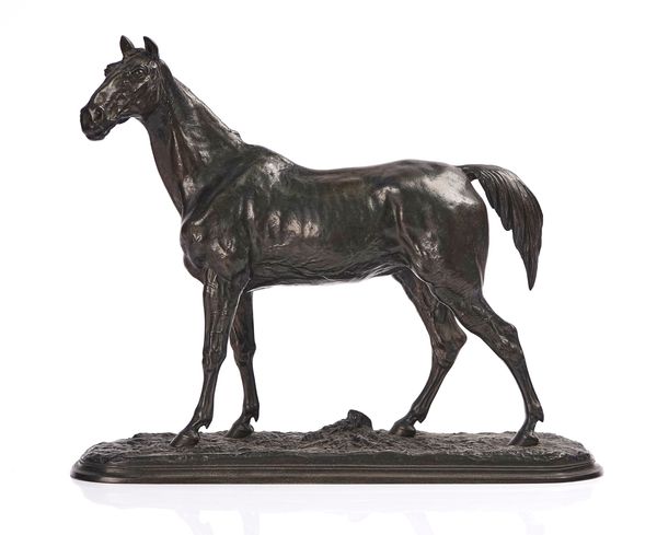 A PATINATED BRONZE MODEL OF A HORSE