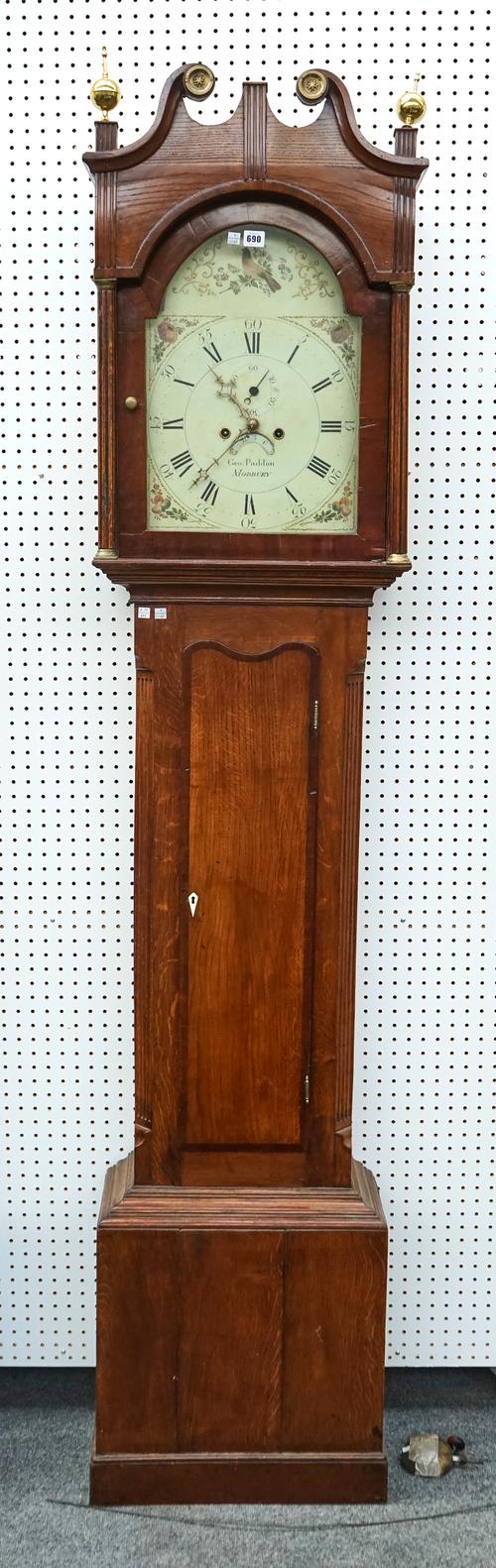 A GEORGE III OAK LONGCASE CLOCK