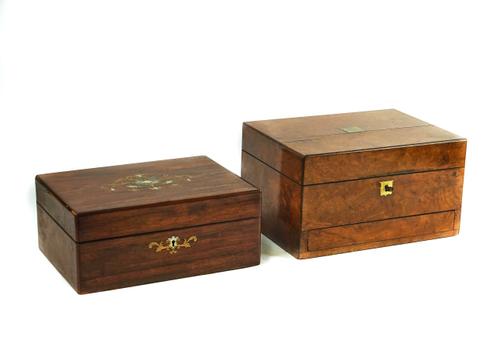 A VICTORIAN FIGURED WALNUT TOILET BOX