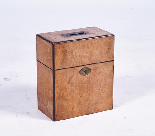 A VICTORIAN FIGURED WALNUT RECTANGULAR DECANTER BOX