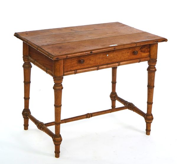 A 19TH CENTURY FRENCH PINE SINGLE DRAWER SIDE TABLE