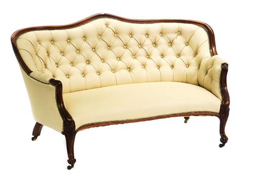 A VICTORIAN ROSEWOOD FRAMED SOFA