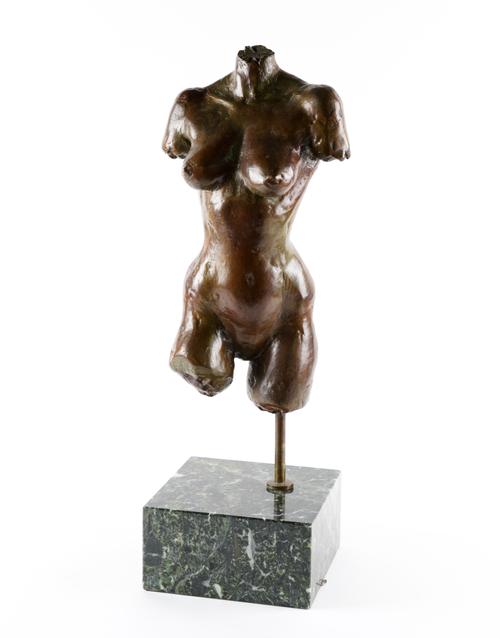 A CONTEMPORARY BRONZE SCULPTURE OF A FEMALE TORSO
