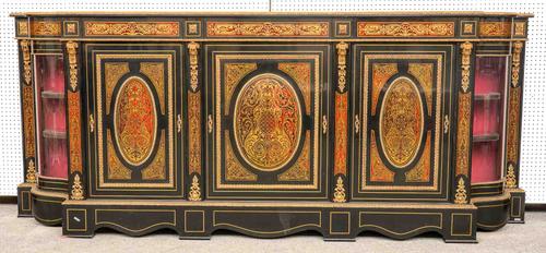 A LARGE LOUIS XIV STYLE FAUX BOULLE SIDE CABINET