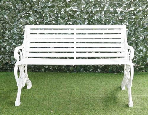 COALBROOKDALE; A LATER WHITE PAINTED CAST IRON GARDEN BENCH