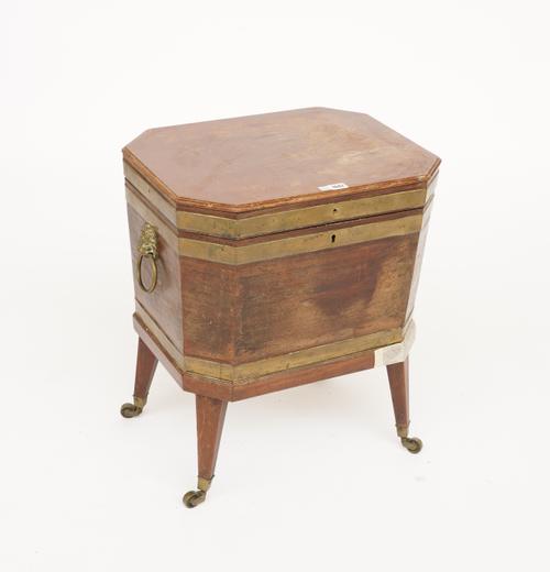 A GEORGE III MAHOGANY BRASS MOUNTED WINE COOLER