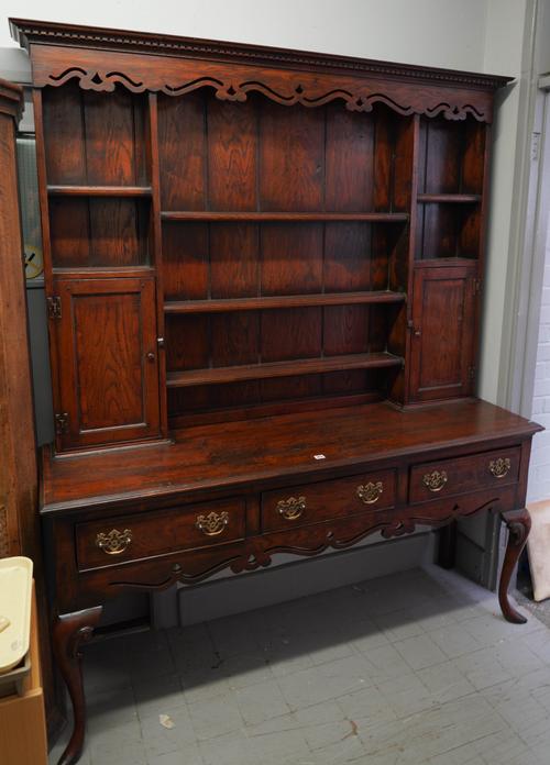 AN 18TH CENTURY STYLE OAK DRESSER
