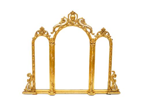 A 19TH CENTURY FRENCH GILT FRAMED ARCH TOP TRIPLE PLATE MIRROR