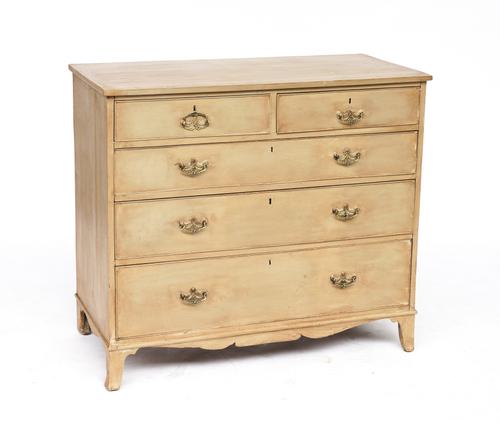 A LATER PAINTED GEORGE III CHEST OF DRAWERS