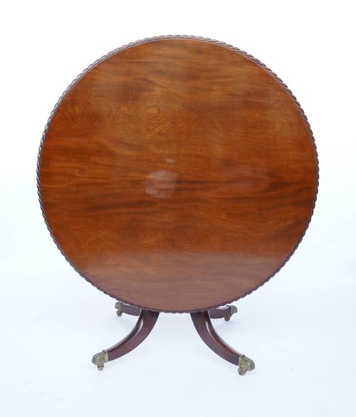 A GEORGE III CIRCULAR MAHOGANY SNAP TOP  DINING TABLE