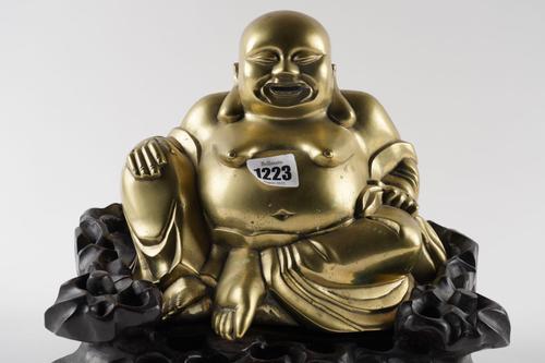 A CHINESE BRASS FIGURE OF BUDAI