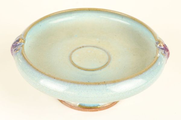 A CHINESE JUN- STYLE HIGH FOOTED SHALLOW BOWL